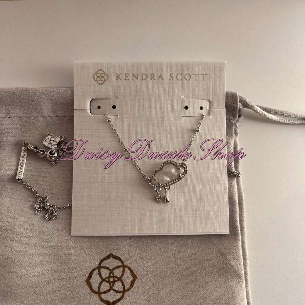 ✨New Kendra Scott Celeste Cloud Silver Short Pendant Necklace 🌧️ - Picture 4 of 5